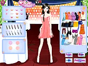 Color Girl Date Makeover game image showing Lisa in various stylish outfits and applying different makeup looks for her date