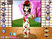 Japanese Princess Kazumi dress up free online game screenshot, selecting Kimono and accessories for the parade on PlayArcadeHub