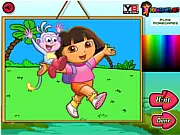 Dora The Explorer and Boots coloring page, free online Dora coloring game