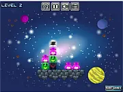 Solving a level by matching aliens and guiding the astronaut to the floor in the Pocket Alien Logic free online game