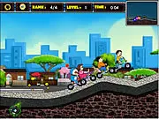 Doraemon Racing free online game screenshot, Nobita, Gian, and Shizuka kart racing game, PlayArcadeHub.