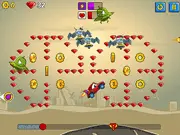 A small car fighting and racing against monster vehicles in the Car Eats Car 2: Mad Dreams free online game