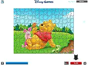 Winnie the Pooh Jigsaw free online puzzle game screenshot with 192 pieces, Disney characters