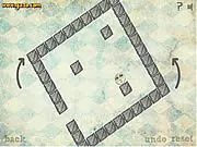 Azew free online puzzle platformer game screenshot showing a castle room rotating with the main character and enemies affected by gravity