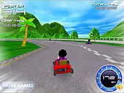 Super Kart 3D free online racing game screenshot showing a kart speeding on a track against rivals