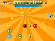 Screenshot of NNNumbers online game displaying a simple white interface with scattered black numbers waiting to be clicked in sequence against a fast-moving timer