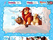 Play The Lion King Jigsaw Puzzle free online game, assembling pictures of Simba, Timon, and Pumbaa on PlayArcadeHub.