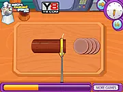 Main screen of the Deli Sandwiches cooking game, showing various fresh ingredients like bread, tomatoes, salad, and a fried egg ready to assemble the perfect sandwich, available to play free online.