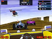 Coaster Racer 3 3D racing game screenshot showing a car on a high-flying track with nitro effect