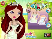 Princess Wedding Makeover free online game screen showing the beautiful princess bride after her fashion and makeup transformation