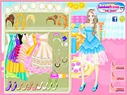 Ballet Meets Fashion game screenshot showing a young girl in a stylish, pink ballerina-inspired outfit, featuring a tutu skirt and modern top, ready for a fashion shoot.