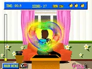 Screenshot of the free online game Classmate Kiss Secret showing a boy and girl kissing quickly while trying to avoid the watchful eyes of other students and teachers