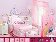 Screenshot of the Hidden Objects: Bedroom game, showing a detailed picture of a bedroom with a list of hidden items to find and a countdown timer, available to play free online.