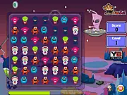 Screenshot of the free online game Aliens Match 3, showing a grid of colorful, adorable alien characters ready to be swapped and matched in a puzzle