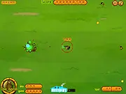 Gameplay screenshot of Soldier Vs Zombies, showing a military soldier character shooting at a large group of cartoon-style zombies in a dark, outdoor environment.