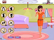 Screenshot of Free Style At Home dress up game showing a girl in a stylish, comfortable casual dress, perfect for relaxed indoor wear