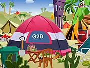 Forest Camp Decor online game screenshot, decorating a campsite with a tent and campfire, free design and decoration game on PlayArcadeHub