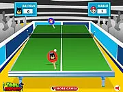 Main screen of Toon Table Tennis game, showing two cartoon characters playing a match of ping pong, highlighting the fast-paced, free online sports action.