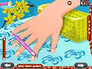 Funky Nail Design free online girl game screenshot showing colorful nails with sparkles and stars