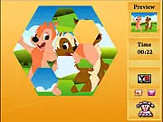 Crazy Puzzle Teddy online game screenshot, sliding tiles to solve a teddy bear puzzle, free time-limited slide puzzle game on PlayArcadeHub