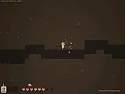 The End Game free online action game screenshot, character fighting pink blob enemies, heart collection gameplay