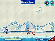 Sketch Man Runner online game screenshot, stick figure running and shooting, free endless runner game