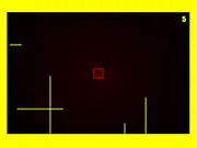 The gameplay screen for Behind Golden Bars, showing a small white square character maneuvering to avoid thick, bright golden lines that are randomly filling the screen.
