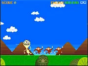 Gameplay screenshot of Cheese Quest, showing a small brown mouse on a grid board scattered with yellow cheese pieces.