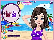 Main screenshot of Tropical Make Up, showing a model with vibrant eyeshadow, bold lipstick, and flawless tropical-inspired cosmetics, ready to play free online.