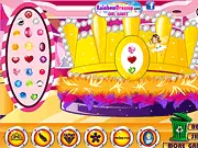 Princess Tiara Decoration game screenshot showing a customizable tiara with various jewels and portraits for a creative design game online