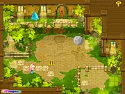 Screenshot of the princess main character in the platformer Rescue My Prince, armed and fighting a fantasy monster.
