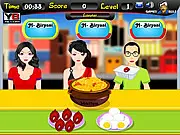 South Indian Dish Restaurant online game screen showing customers waiting to be served by the chef