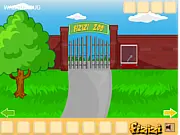 Escape the Zoo 2 puzzle game screenshot, finding microchips to restore power and escape the zoo on PlayArcadeHub
