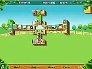 Screenshot of Zoo Mahjongg game board showing tiles with different parts of zoo animals and free tiles ready for matching | Play free online 4-part Mahjong puzzle