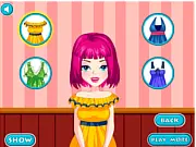 Hairdresser On Vacation salon game, screenshot of a girl getting her hair cut and styled, free online makeover and haircut game