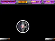 Sniper the Huntersman online shooting game with a scope view, aiming at targets, play free on PlayArcadeHub