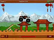 Monster Truck China game screenshot, powerful monster truck racing across the Great Wall, Free online racing game at PlayArcadeHub