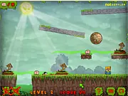 Play All We Need is Brain Level Pack puzzle game online, showing a brain being used to lure a zombie into a deadly trap.