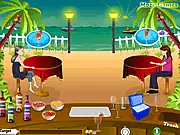 Play Coastline Cocktail Making game online, showing a refreshing Mojito drink with mint and lime on a coastal bar.