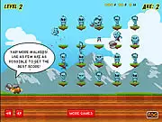 Eat My Axe game screen showing a character throwing an axe towards a princess trapped in a cage guarded by an evil mob