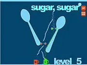 Sugar, Sugar 2 free online physics puzzle game screenshot showing drawn lines and sugar flow