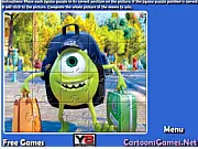 Monsters University Jigsaw puzzle game featuring Mike Wazowski on college campus