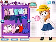 Little Gardener Girl Dressup game, play free online, girl watering flowers, cute gardening outfit