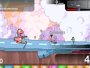 Run Right game screen showing character riding bicycle next to a dinosaur with a jetpack