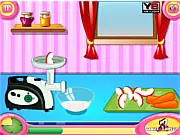 Bunny Snap Juice Recipe online game, Chef Anita showing a glass of carrot, apple, and ginger juice