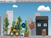 Demologic free online physics puzzle game, use a wrecking ball to knock over blocks, logic and destruction game