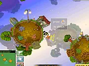 Gameplay screenshot of the free online shooter game The Terraspheres, showing a character hiding behind cover on a spherical map with radial gravity effects.