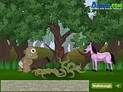 Screenshot of the Cyclops Salvation free online game, showing the large cyclops hero battling enemy infantry while on his mission to rescue his wife.