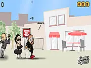 Play Kanye vs Pole online game, help Kanye and Kim avoid street signs, celebrity parody action game