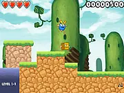 Screenshot from Lee Lee's Quest 2 free online platformer game showing the main character jumping over an obstacle